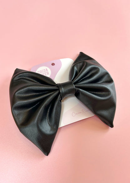 Raven Fuax Leather Bow