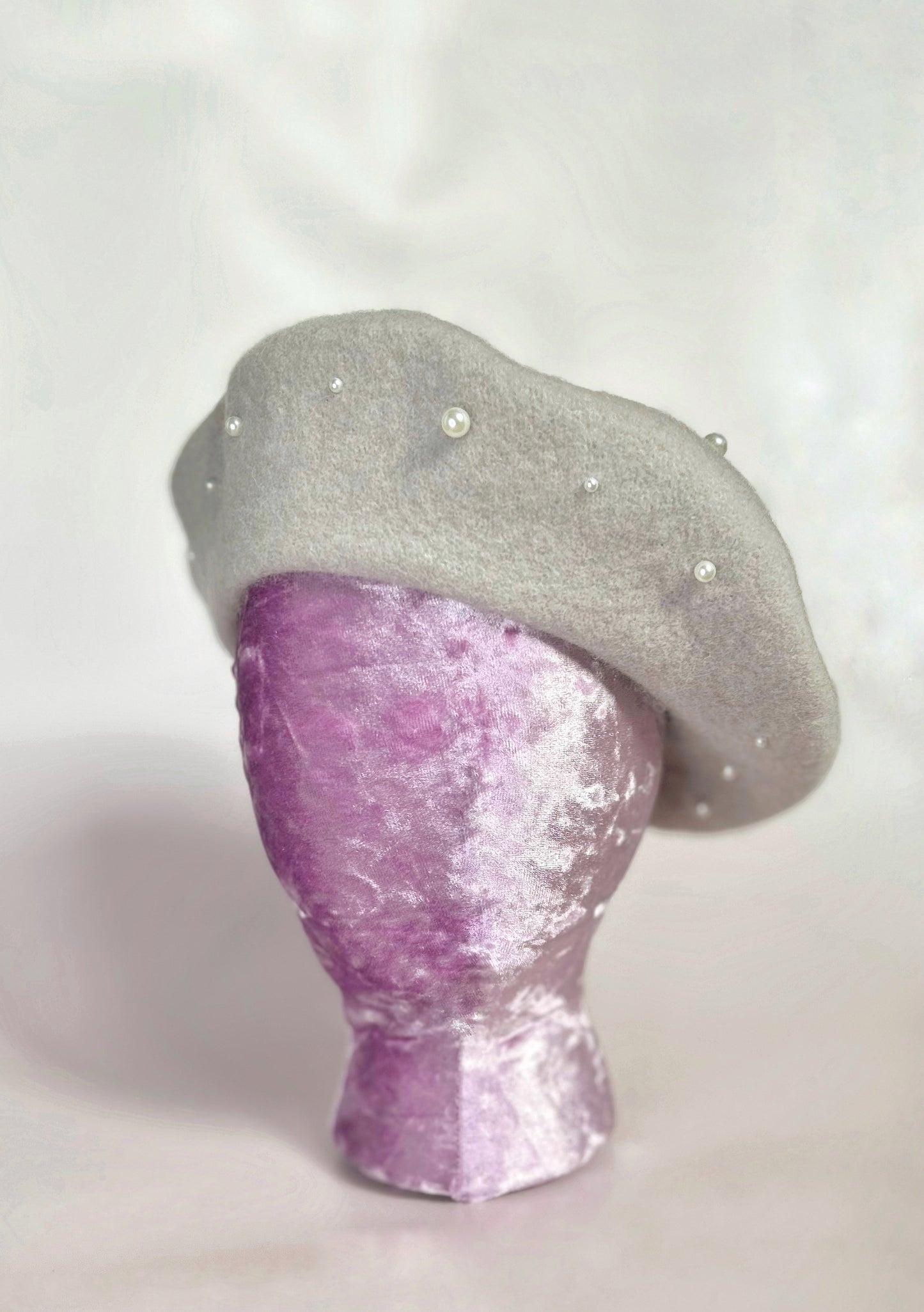 Taupe & Pearls Beret Hat