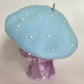 Steel Blue & Pearl Beret Hat