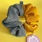 Dual Toned Canaary & Houndstooth Scrunchie