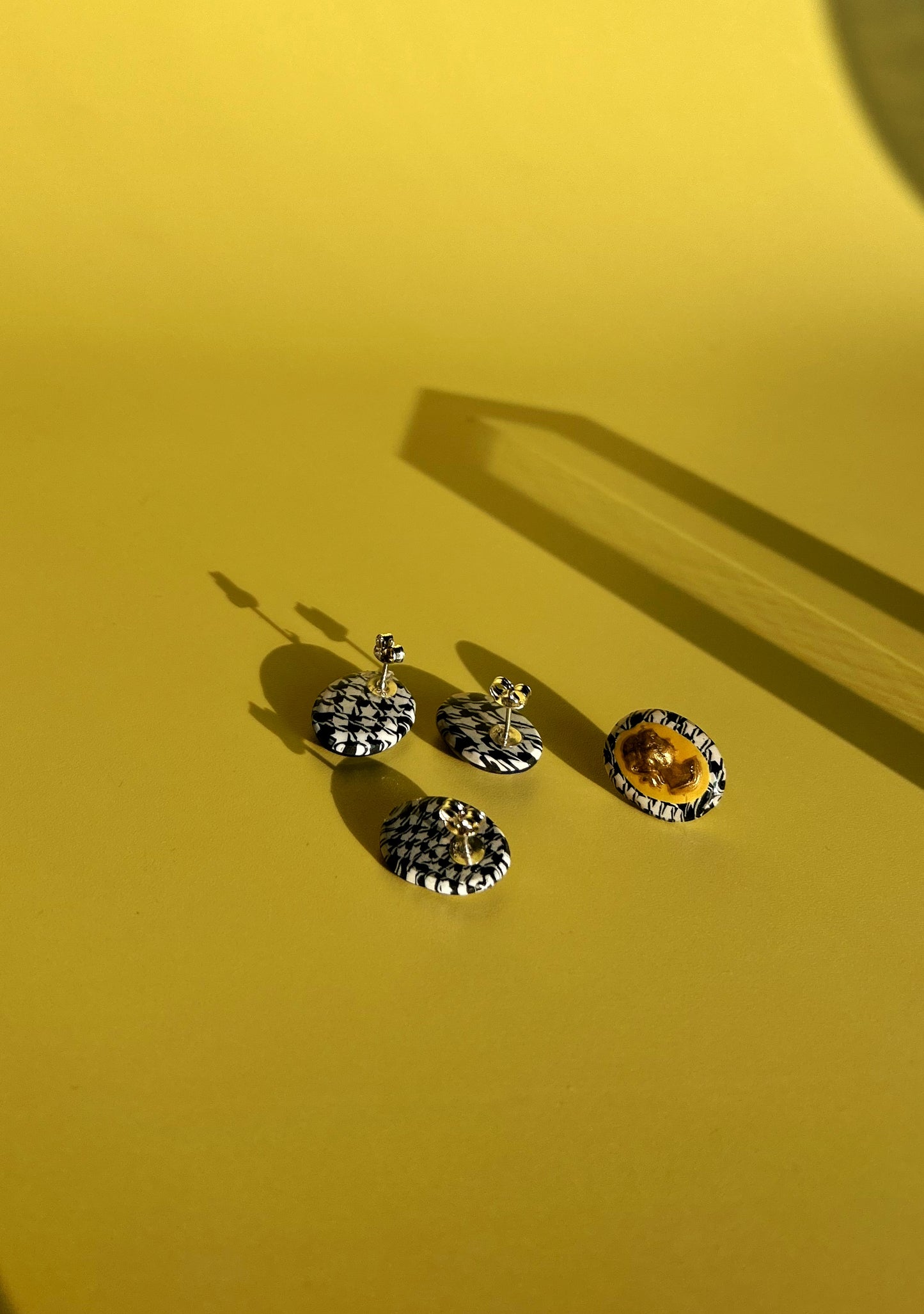 Canary & Houndstooth Cameo Studs (.925s)